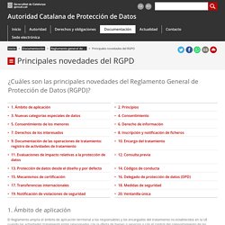 Principales novedades del RGPD. Autoridad Catalana de Protección de Datos