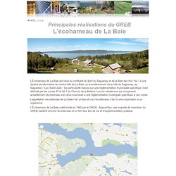 Principales réalisations du GREB L’écohameau de La Baie