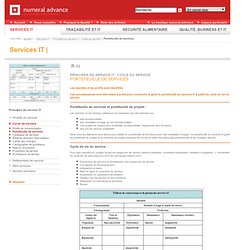 Services IT - Principes du service IT - Cycle du service - Portefeuille de services
