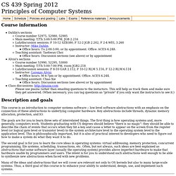CS 439 Spring 2012 <BR>Principles of Computer Systems