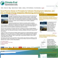 Good Practice Study on Principles for Indicator Development, Selection, and Use in Climate Change Adaptation Monitoring and Evaluation
