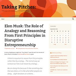 Elon Musk: The Role of Analogy and Reasoning From First Principles in Disruptive Entrepreneurship