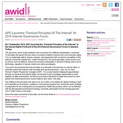 APC launches "Feminist Principles of the Internet" at 2014 Internet Governance Forum / New Resources / News & Analysis