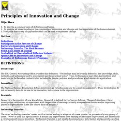 Principles of Innovation and Cahnge