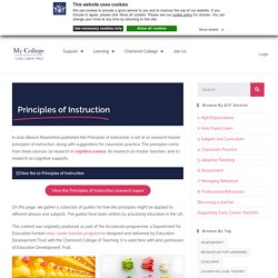 Principles of Instruction – The Early Career Hub