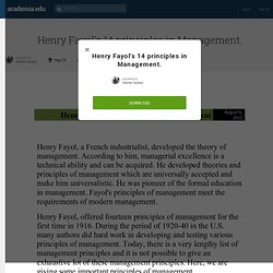 Henry Fayol's 14 principles in Management.