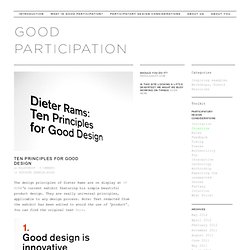 Ten Principles for Good Design — Good Participation (work in progress!)