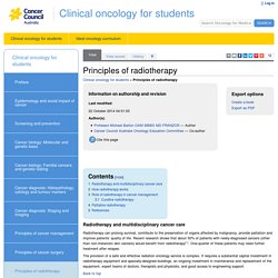 Principles of radiotherapy - Oncology for Medical Students