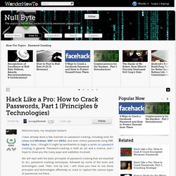 How to Crack Passwords, Part 1 (Principles & Technologies)