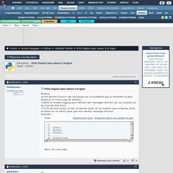 Print Ouptut sans retour à la ligne - Python