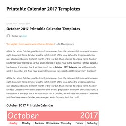 October 2017 Printable Calendar Templates