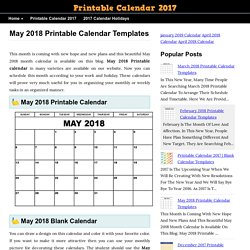 May 2018 Printable Calendar Templates
