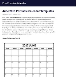 June 2018 Printable Calendar Templates