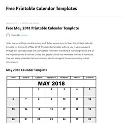 Free May 2018 Printable Calendar Template