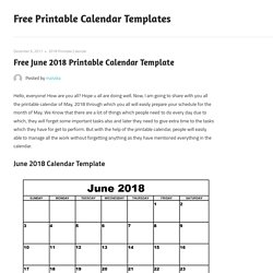 Free June 2018 Printable Calendar Template