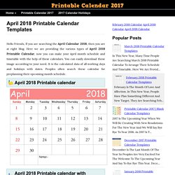 April 2018 Printable Calendar Templates