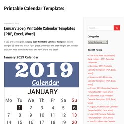 January 2019 Printable Calendar Templates {PDF, Excel, Word}