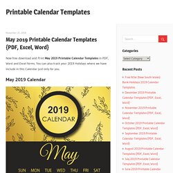 May 2019 Printable Calendar Templates {PDF, Excel, Word}