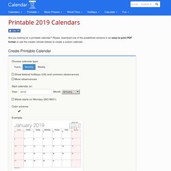 Printable 2019 Calendars (PDF) - Calendar-12.com