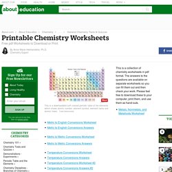 Free PDF Chemistry Worksheets To Download or Print