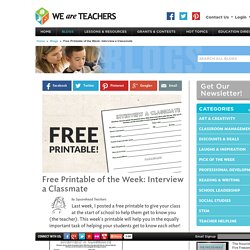 Free Printable of the Week: Interview a Classmate