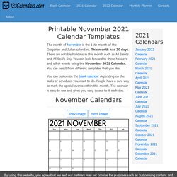 Printable November 2021 Calendar Templates