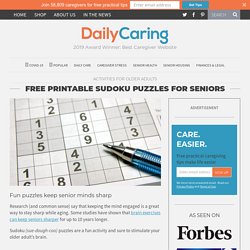 Free Printable: Sudoku Puzzles for Seniors