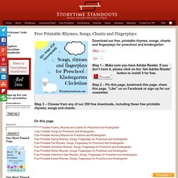 Free Printable Rhymes, Songs, Chants and Fingerplays