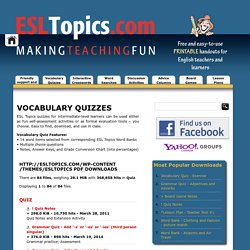 FREE ESL Topics, PRINTABLE PDF Downloads, Handouts & Lessons