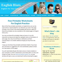 Free Printable Worksheets for ESL Teachers and Students