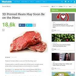3D Printed Meats May Soon Be on the Menu