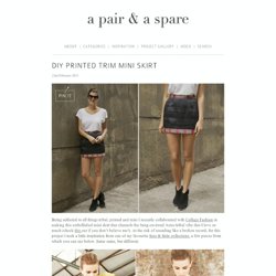 a pair and a spare . diy fashion: DIY PRINTED TRIM MINI SKIRT