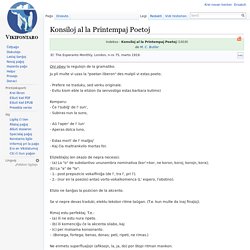 Konsiloj al la Printempaj Poetoj - Vikifontaro