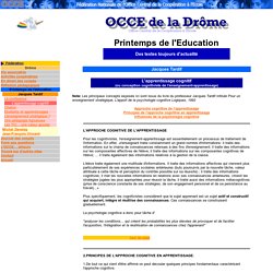 OCCE 26 - Printemps de l'Education - J Tardif / Apprentissage cognitif
