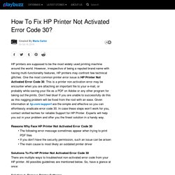 How To Fix HP Printer Not Activated Error Code 30?