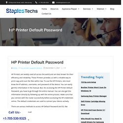 HP Printer Default Password