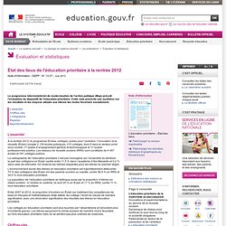 État des lieux de l'éducation prioritaire à la rentrée 2012