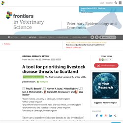 FRONT. VET. SCI. 01/04/20 A tool for prioritising livestock disease threats to Scotland
