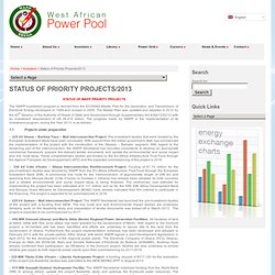 État des projets prioritaires/2013 - West African Power Pool