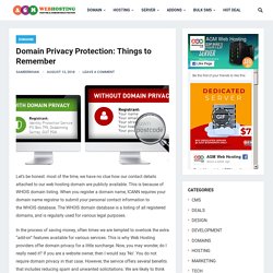 Domain Privacy Protection: Things to Remember