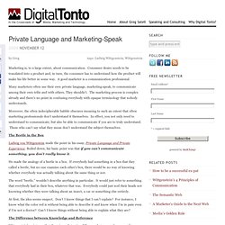 Private Language and Marketing-Speak