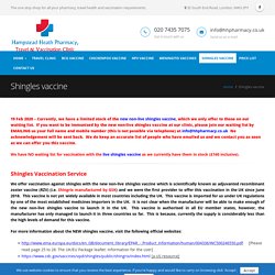Private Shingles Vaccination With New Shingles Vaccine. Clinic In London.