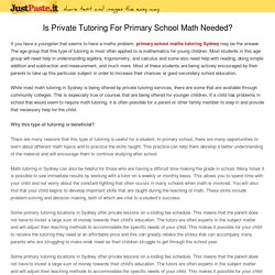 Is Private Tutoring For Primary School Math Needed?