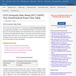 CCS University Date Sheet 2017 UG/PG ODD Semester &amp; Professional Courses
