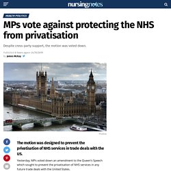 MPs vote against protecting the NHS from privatisation