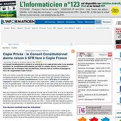 Copie Privée : le Conseil Constitutionnel donne raison à SFR face à Copie France