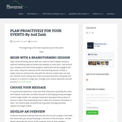 Plan Proactively For Your Event