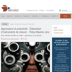 Apprenance et proactivité - Élaboration d’instruments de mesure - Thèse Maxime Jore - Thot Cursus