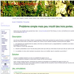 Probabilités. Problème non intuitif des trois portes. Monty Hall applet.