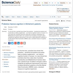 Probiotics improve cognition in Alzheimer's patients